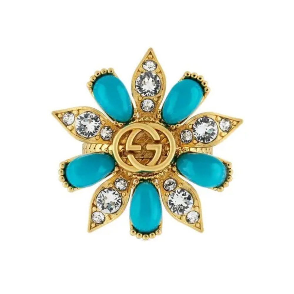 Gucci Interlocking G Stacked Flower Ring - Gold (NWOT) - Picture 3 of 9